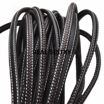

2m/lot approx 8*5mm black brown Leather Rope Bracelet Jewelry Making Flat Braided Cord Rope Accessories Jewelry Finding Handmade