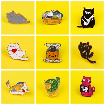 

Cartoon Cute Cats Badges for Clothes Lovely Animal Enamel Pins for Backpacks Clothes Lapel Pin Badges on Backpack Set Badge Gift