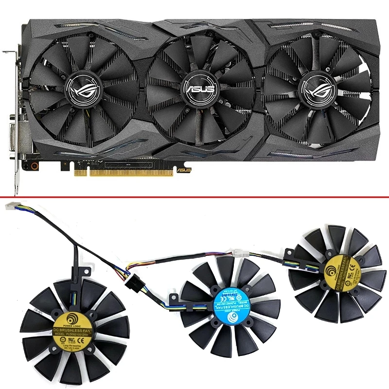 Вентилятор для видеокарты Asus Strix GTX980TI RX480/580 R9 390X/R9 390 GTX 1060 GTX1070 Ti 1080Ti 3 шт. 87 мм |