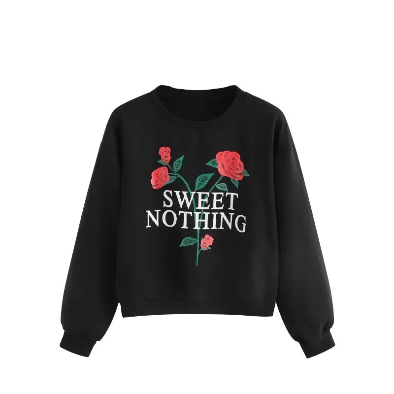 

Plus Size Women Sweatshirt Streetwear Gothic Clothes Harajuku Valentine's Day Womens Clothing Rose Printing Hoodies