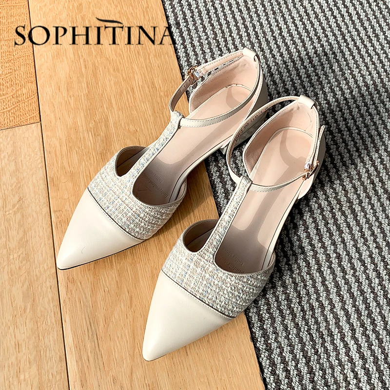 SOPHITINA новая модель женских босоножек Модный пэчворк С Т-образным ремешком