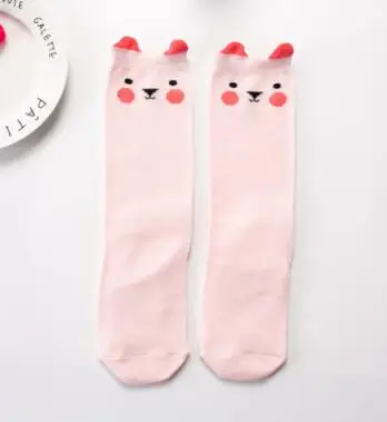 Pink bear Детские гольфы для девочек носки с бантом для маленьких девочек Теплые однотонные носки для маленьких девочек, аксессуары для маленьких девочек - Цвет: Pink bear