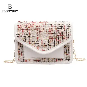 

New Luxury Woolen Crossbody Bag For Women Shoulder Bag Chain Brand Women Bag PU Leather Autumn Flap Shoulder Messenger Bags