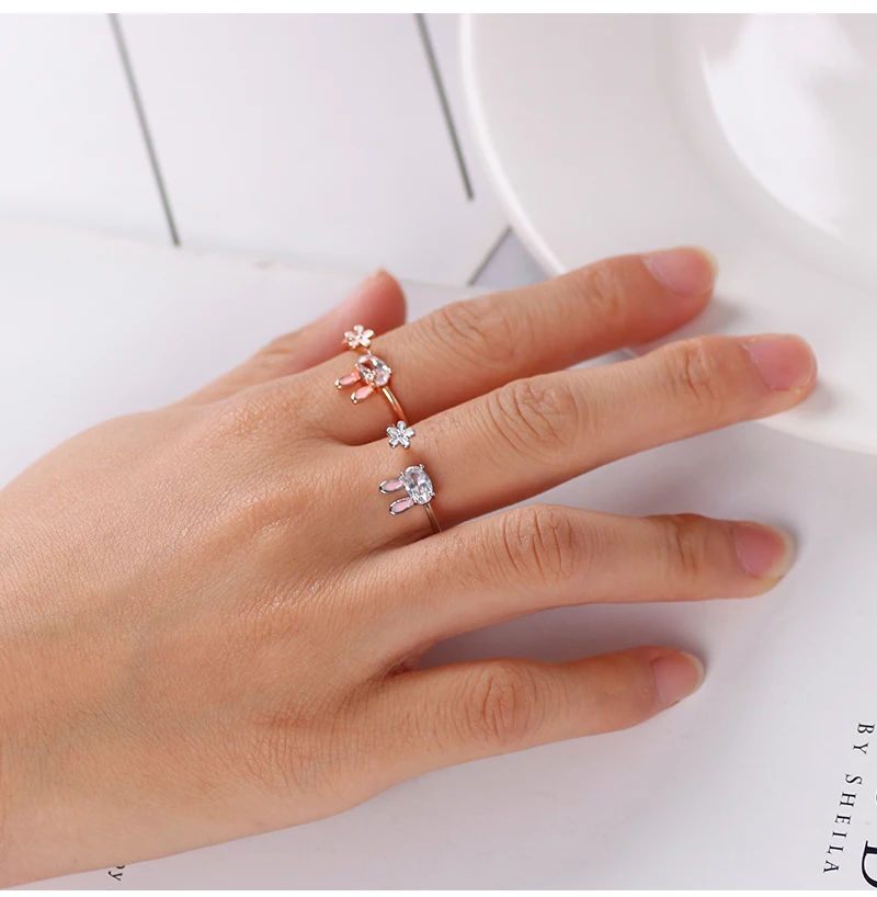 Hot Selling Fashion Jewellery Women's Ring Cute Rabbit Animal Rings Opening Adjustable Metal Ring 2021 New Pink Jewelry Gift Hot Selling Fashion Jewellery Women's Ring Cute Rabbit Animal Rings Opening Adjustable Metal Ring 2021 New Pink Jewelry Gift