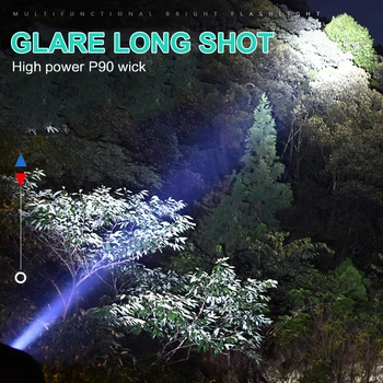 

High Quality Aluminum Alloy P90 High-brightnes 26650 Model Battery Four-core Special Battery Skid-proof Design Waterproof Design