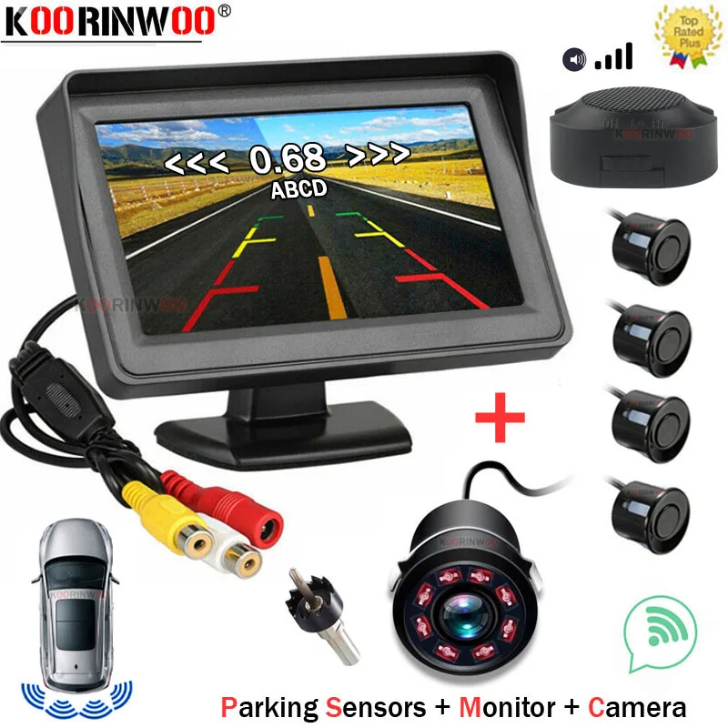 

Koorinwoo Radar detector 3 in 1 Parking Sensor +TFT Car Monitor + Parking Camera Security Security Trunk Camera IR Night Vision