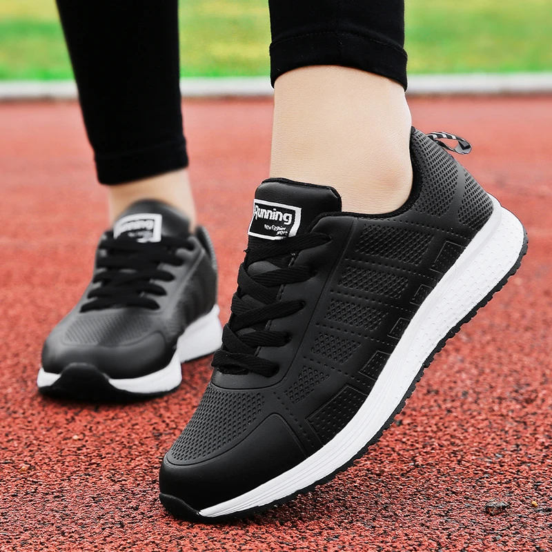 

PU Leather Flat Sneakers For Women Basket Flat Shoes White Black Non Slip Comfort Lace Up Walking Trainers Vulcanized Shoes