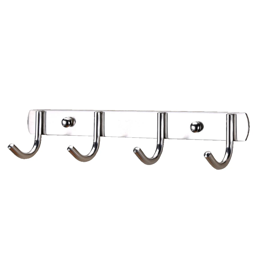 28cm 3/4/5 Hooks Wall Mount Hanger Stainless Steel Rack for Coat Robe Hat Clothes Hanger Hooks Bathroom Towel Rack - Цвет: 28cm