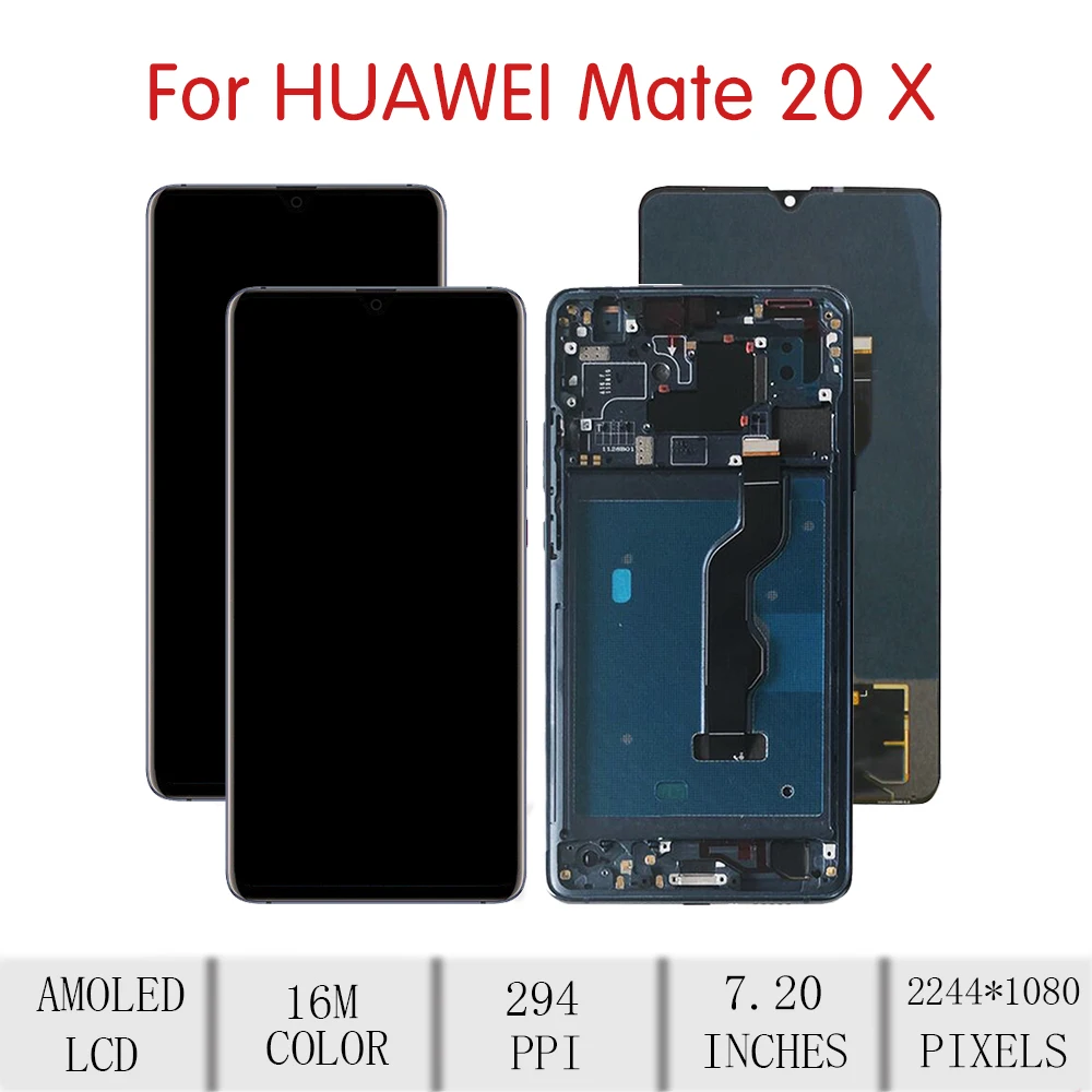 US $219.99 72ORIGINAL For HUAWEI Mate 20 X LCD Touch Screen Digitizer Assembly For Huawei Mate 20X Display with Frame Replacement EVRL29