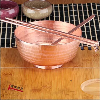 

Chinese pure copper spoon copper chopsticks spoon handmade tableware home copper rice bowl one set dinnerware