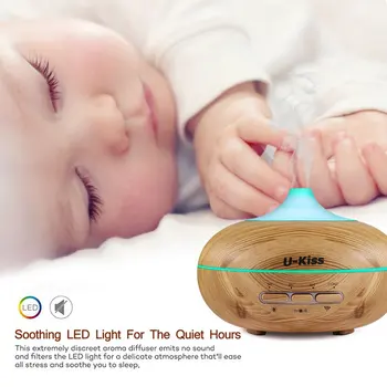

U-Kiss Ultrasonic Aroma Diffuser Human Body Induction Essential Oil Diffuser Aromatherapy Diffuser Wood Grain Humidificador
