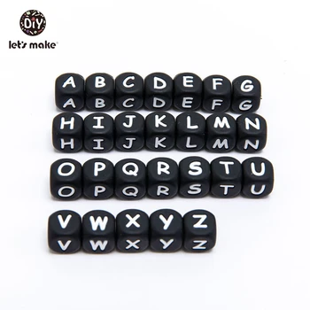 

Let's Make Baby Teether Silicone 500pcs 12mm Alphabet Letter Beads Teething DIY Jewelry with name For Kids Bracelet Necklace