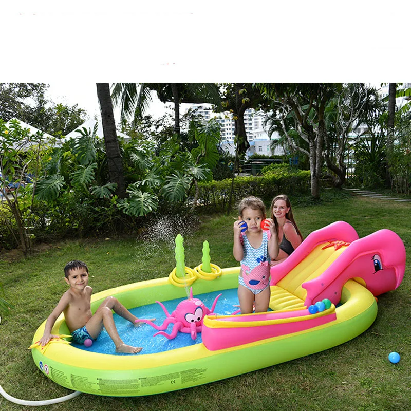 298CM Children's Inflatable Swimming Pool Garden With Slide Pool Interesting Baby Sand Ocean Ball Water Slide for Baby