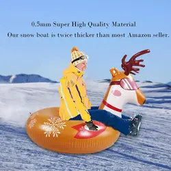 Durable Reindeer shape Floated Skiing Board PVC Winter Inflatable Ski Circle With Handle Children Adult Snow Tube For Skiing