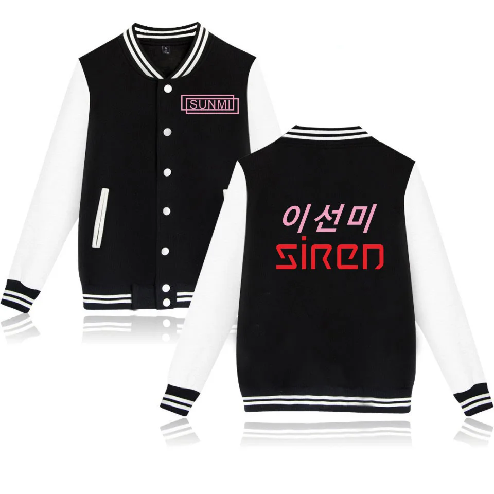 

Europe And America Hot Sales New Style Singer sunmi Sun Mi Siren Loose And Plus-sized Coat Men And Women Baseball Uniform