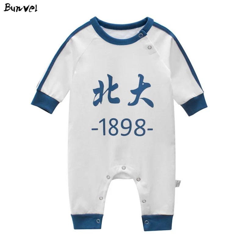 bunvel Newborn Baby Girl Clothes Rompers Chineses Words Printed Newborn Baby Girls Boys Costume Spring Baby Boys Jumpsuit