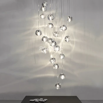 

ZISIZ LED Crystal Chandelier Lighting Large Hotel Restaurant Staircase Chandeliers Hanging Lights Living Room Cristal Lamps