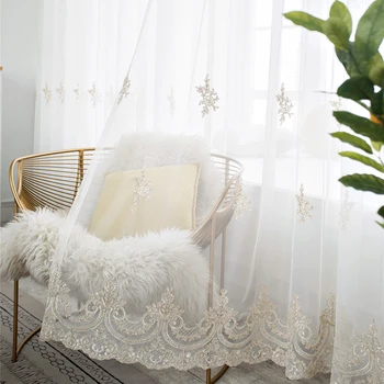 

European Luxury Embroidered Curtains Ready Sheer Curtains For Living Room Bedroom Window Screen Kitchen Tulle Curtains &40