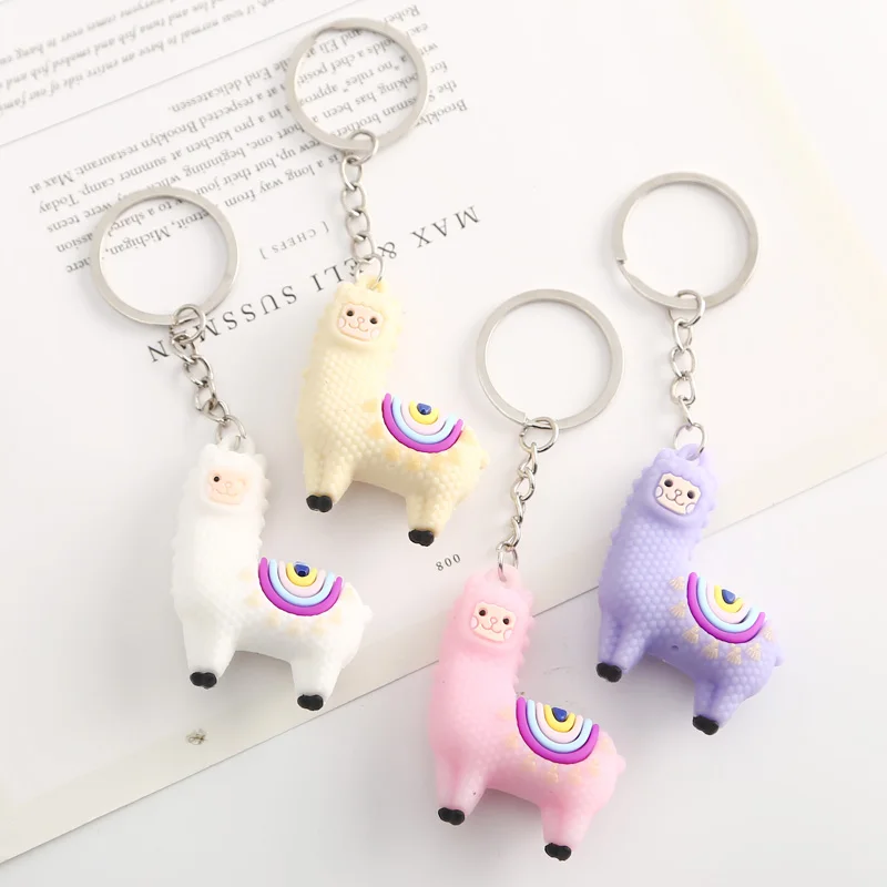 4PCS 1 упаковка мультфильм мягкий ПВХ Единорог брелок резиновый 3D милый животное солнце брелок в виде цветка брелок для ключей детская игрушка брелок подарок - Цвет: 4PCS