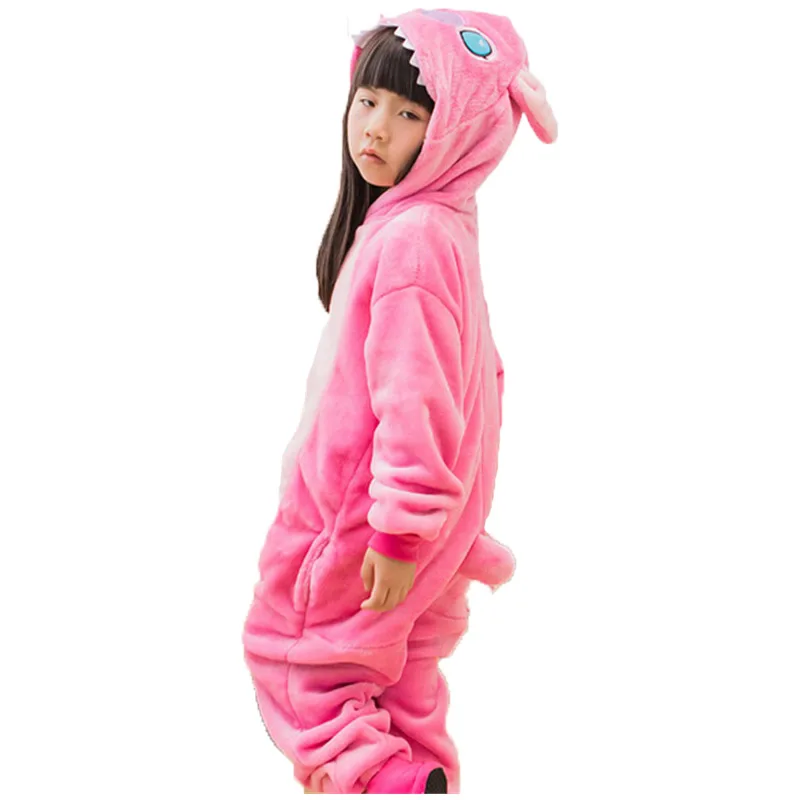 Disfraz de Kigurumi de punto rosa para niña, de suave Animal de carnaval, mono, conjunto de ropa de dormir con - AliExpress