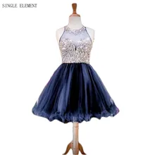 Блестящие бисерные платья для выпускного вечера темно-синие 8 класса Выпускные платья трапециевидной формы 8 класса платья для выпускного вечера один элемент