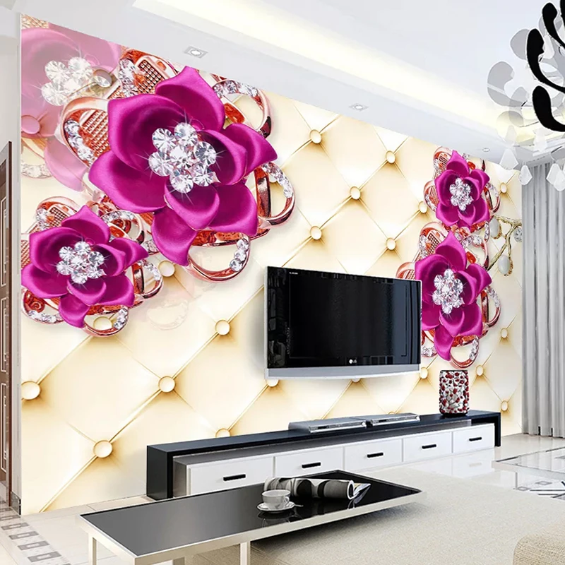 Custom Photo Mural Wallpaper For Bedroom Walls 3D Jewelry Flowers Soft Pack TV Background Art Wall Papers Home Decor Living Room