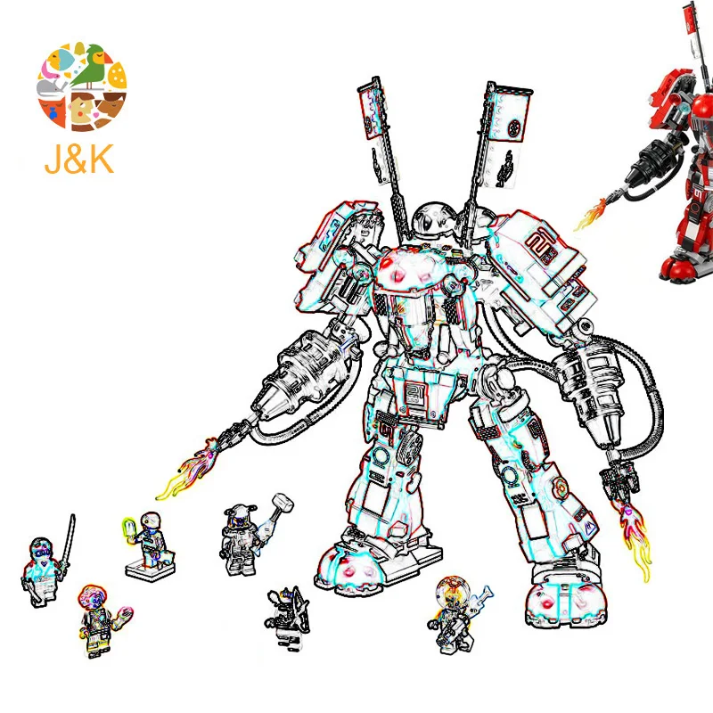 

70615 980pcs Ninja Series The Fire Mech Model Building Blocks Brick Educational Toys For Children 10720 Gift