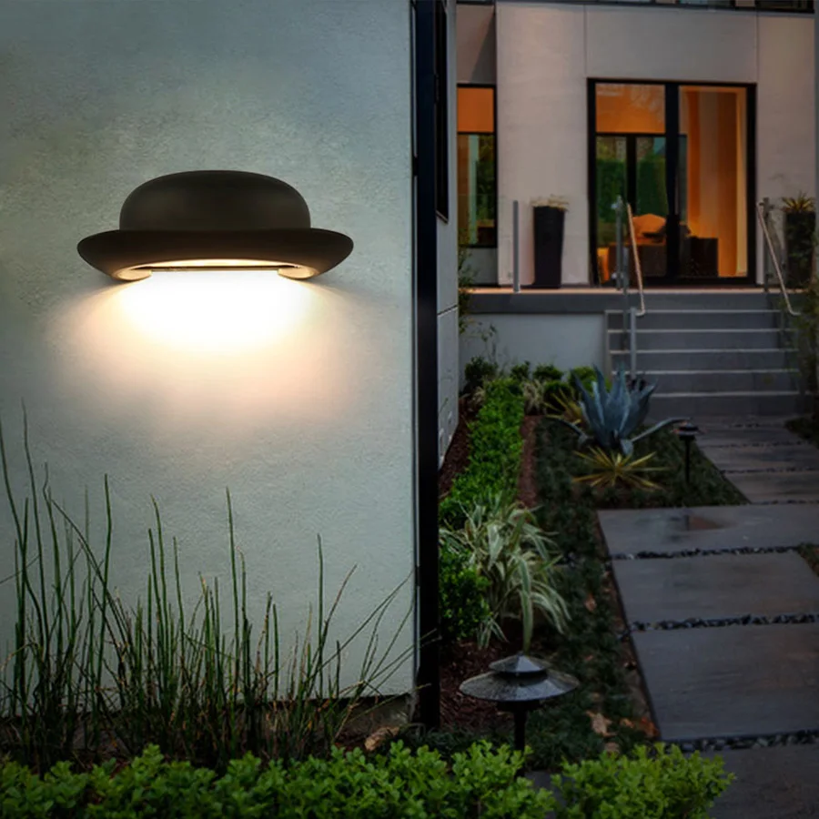 

Aisle Wall Lamp Hat Shape 12W LED Outdoor Waterproof IP65 Wall Light Garden Landscape Decorative Lighting Aluminum Cap