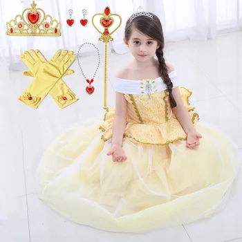 

Baby Girl Clothes Fancy Sophia Princess Dresses Girls Cosplay Elegant A-shoulder Sleeveless Vestidos Children's Birthday Party