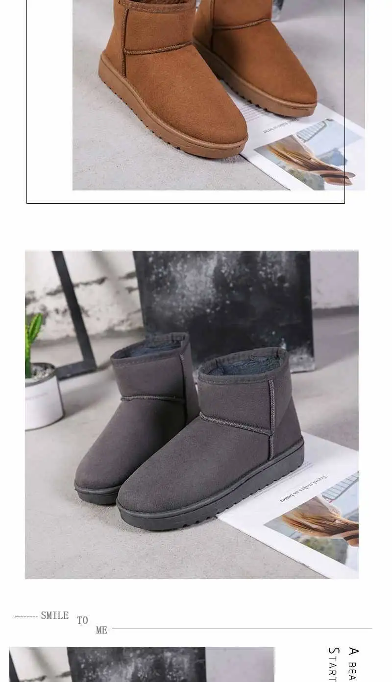 Новые зимние женские ботинки; женские короткие Нескользящие теплые зимние ботинки; хлопковая обувь; дышащие женские ботинки для студентов