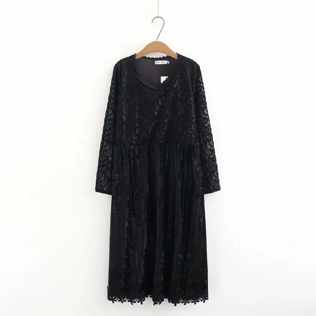 

Plus size dress Long sleeves women dress 2019 Spring random black ladies dressedos female 5XL