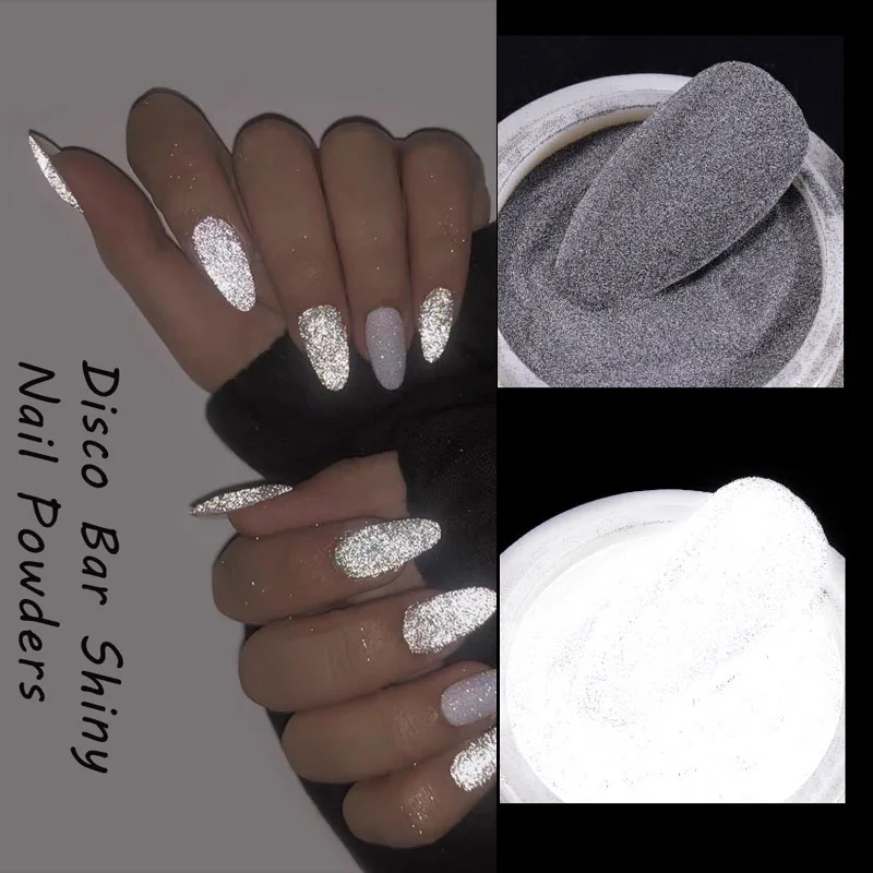 

New Reflective Nail Glitter Powder Shiny Dust Glow In The Dark For Bar Disco Sparkling Pigment Fluorescent Nail Art Decorations