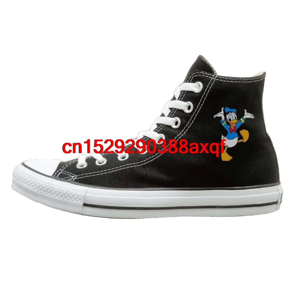 

Unisex Casual Shoes Boys and Girls Sports Shoes Donald Duck Canvas Shoes High Top Casual Black Sneakers Unisex Style