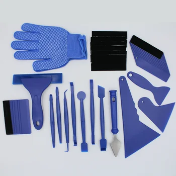 

21PCS/Set Auto Tinting Film Scraper Squeegee Cutter Knife Window Tint Tool Kit Vinyl Car Film Wrapping Tool Set (Blue)