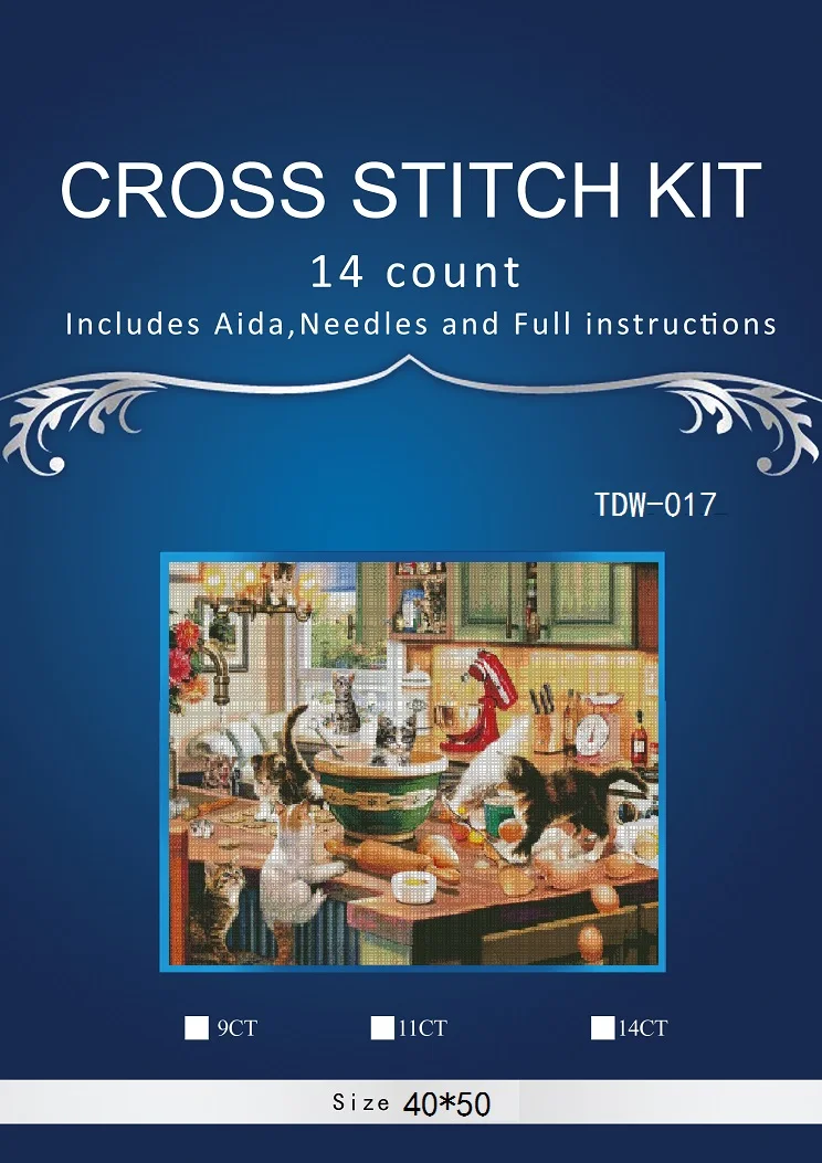 

ONEROOM Embroidery Counted Cross Stitch Kits Needlework - Crafts 14 ct DMC DIY Arts Handmade Decor - Cats family
