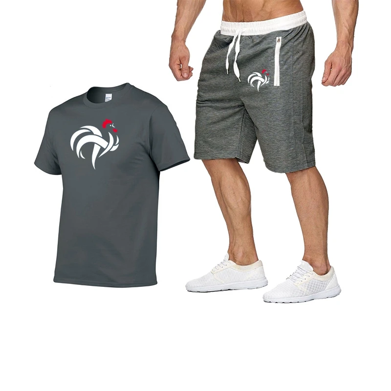 Conjunto de ropa deportiva con estampado de gallo para de ocio, de fitness para trotar y pantalones cortos, traje de marca de moda de verano|Conjuntos para hombres| - AliExpress