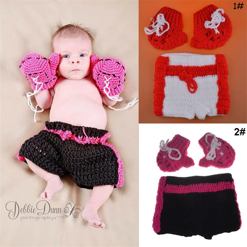 От 0 до 3 месяцев Фотография новорожденных боксерская одежда setone шорты одна пара боксерских перчаток для маленьких мальчиков