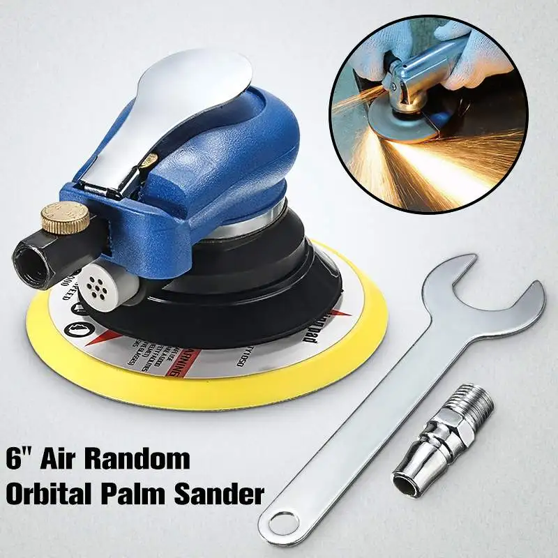 6 Inch 10000rpm Round Air Palm Orbital Sander Random Polisher Grinder Sanding Tools with Wrench | Инструменты