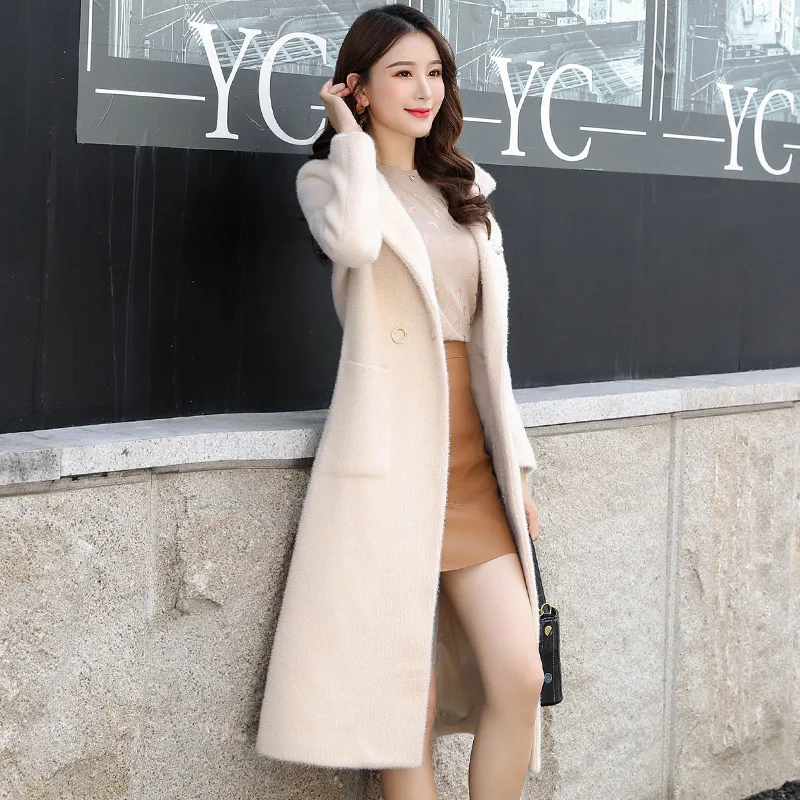 Женское пальто Имитация золотого бархата двубортное Женское пальто корейское пальто средней длины Женское пальто модный костюм с воротником