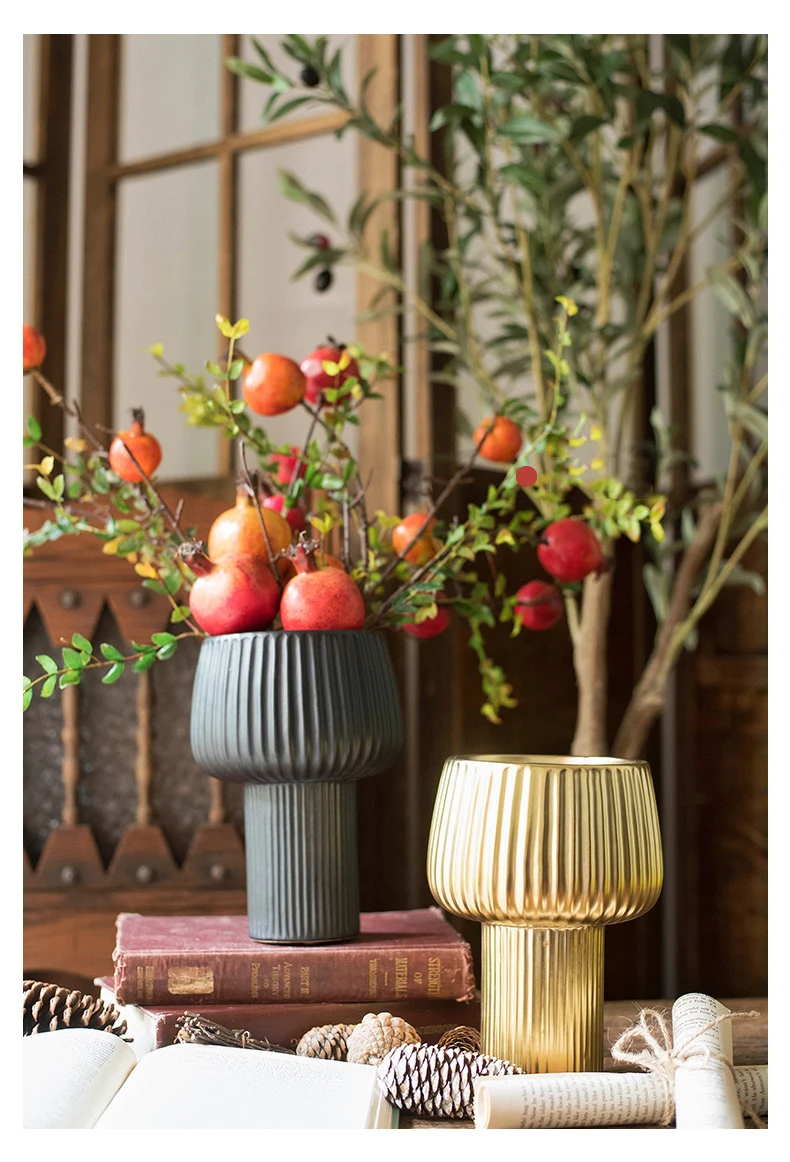 Современный минималистский черно-золотой ваза высокие изделия из керамики вазы цветочные орнаменты искусственные цветы для украшения гостиной