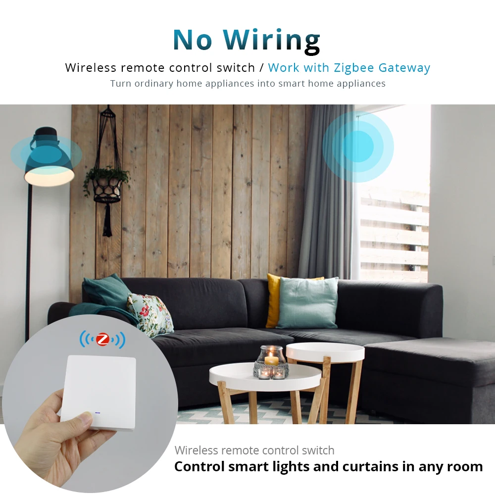 Zemismart Tuya Zigbee Wireless Switch Battery Wall Remote with Push Button 1 2 3 4 Gangs Smart Life App Control smart switch wireless remote controller smart universal remote control
