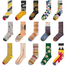 5 пар в партии оригинальные новые дизайнерские хлопковые носки Harajuku Осень Зима мужские и женские забавные носки