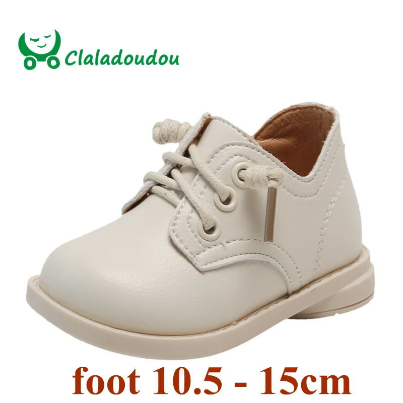 

Claladoudou 11.5-15.5cm Brand Autumn Pure Boots Baby Girls Slip-on Ankle Boots Pu Leather Casual Shoes For Wedding Dress Shoes