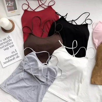 

New summer sexy cross halter camisole short navel tank top