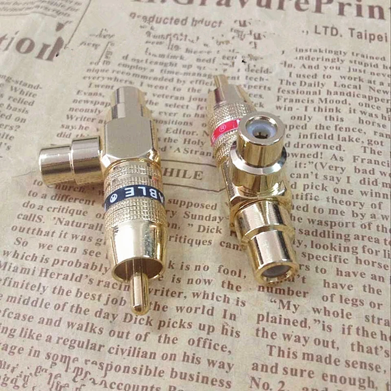 

8 шт./лот RCA штекер-двойной 2xRCA разъем прямоугольный L Тип Y сплиттер Медный позолоченный AV Аудио Видео адаптер вилка преобразователь