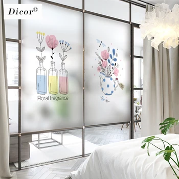 

Vase Pattern Of Glass Stickers Window Decoration Glass Films Static Cling Home Dicoration 2018 New Window Film BLT1308