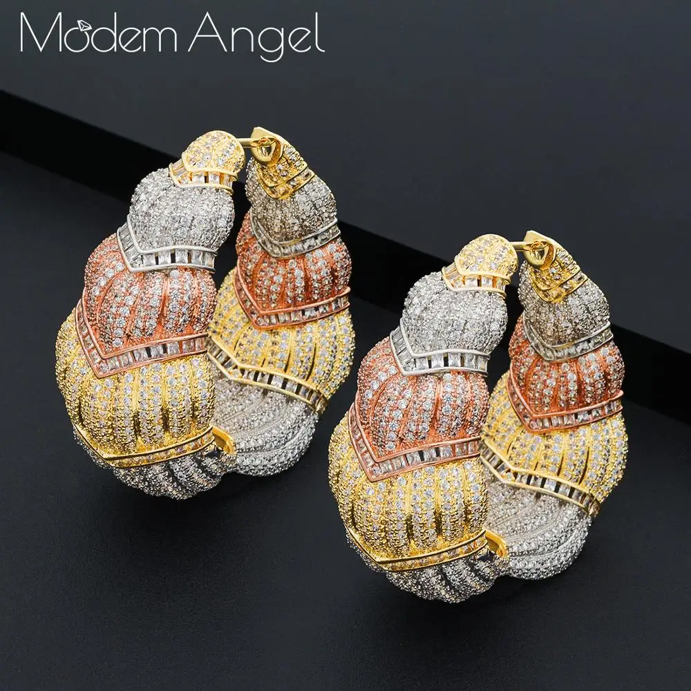 ModemAngel, роскошные трендовые серьги-кольца, Женские аксессуары, серьги с кубическим цирконием, ювелирные изделия