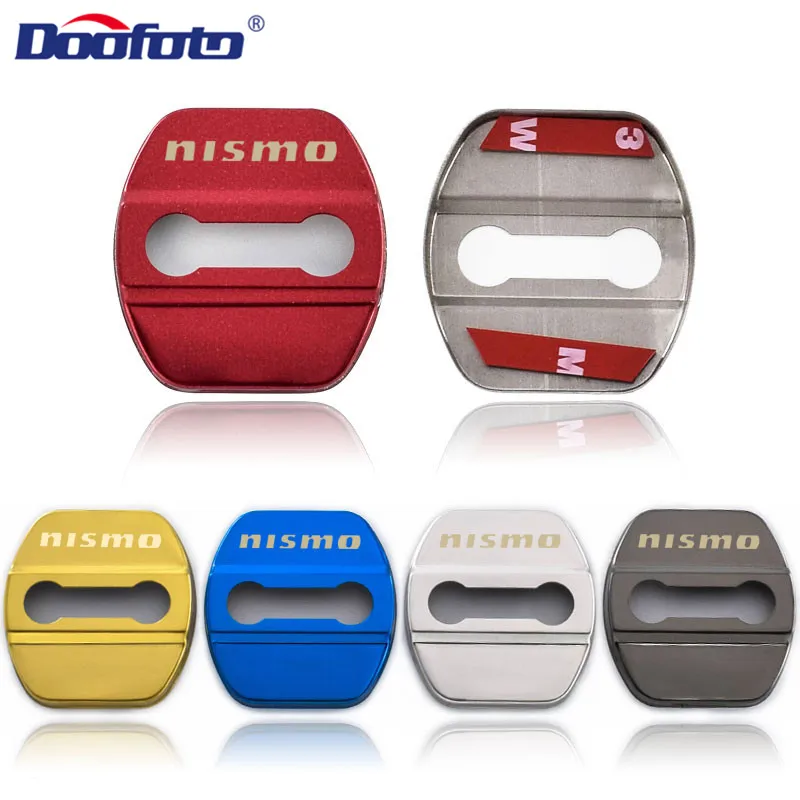 

Doofoto 4x Car Door Lock Cover For Nissan Nismo Qashqai Trail Tiida Juke Note Kicks Leaf Sticker Accessories Styling Protective