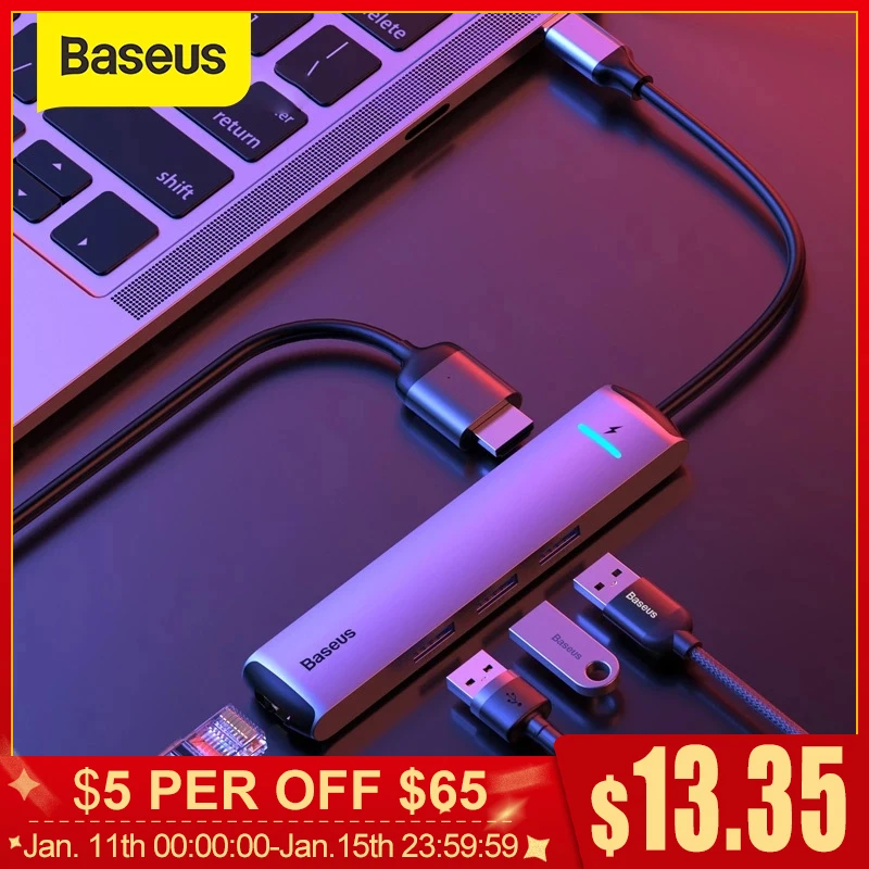 Baseus usb хаб 3 0 USB C концентратор для MacBook Pro Type RJ45 HDMI кардридер адаптер разветвитель