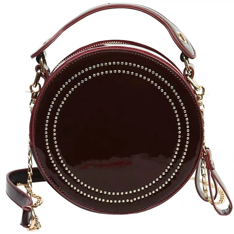 

Fashion Small Black Leather Crossboy Bag women Korean style high quality Shoulder Bag Chain Handbag Modis Small Round Bag